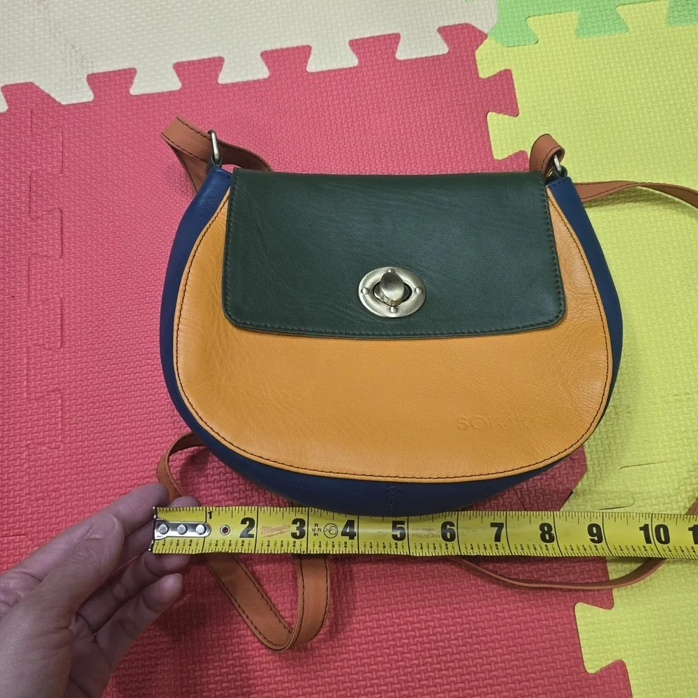 Soruka Recycled Leather Crossbody Bag Multicolor Handcrafted One of a Kind Purse